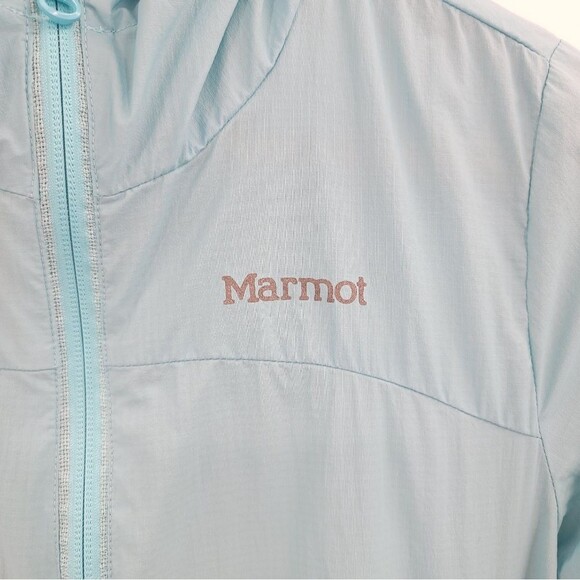 Marmot "Air Lite" Packable Jacket Hooded Water Resistant Lightweight Blue - Picture 6 of 15